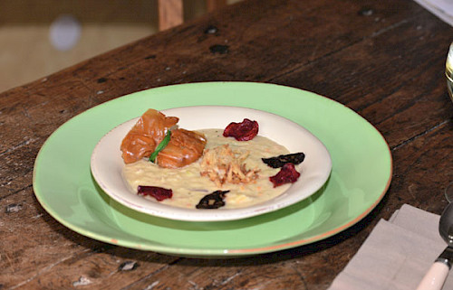 Grumbeersupp mit Bluudworschd. Ein Rezept mit leckeren Produkten der Bliesgau Ölmühle.